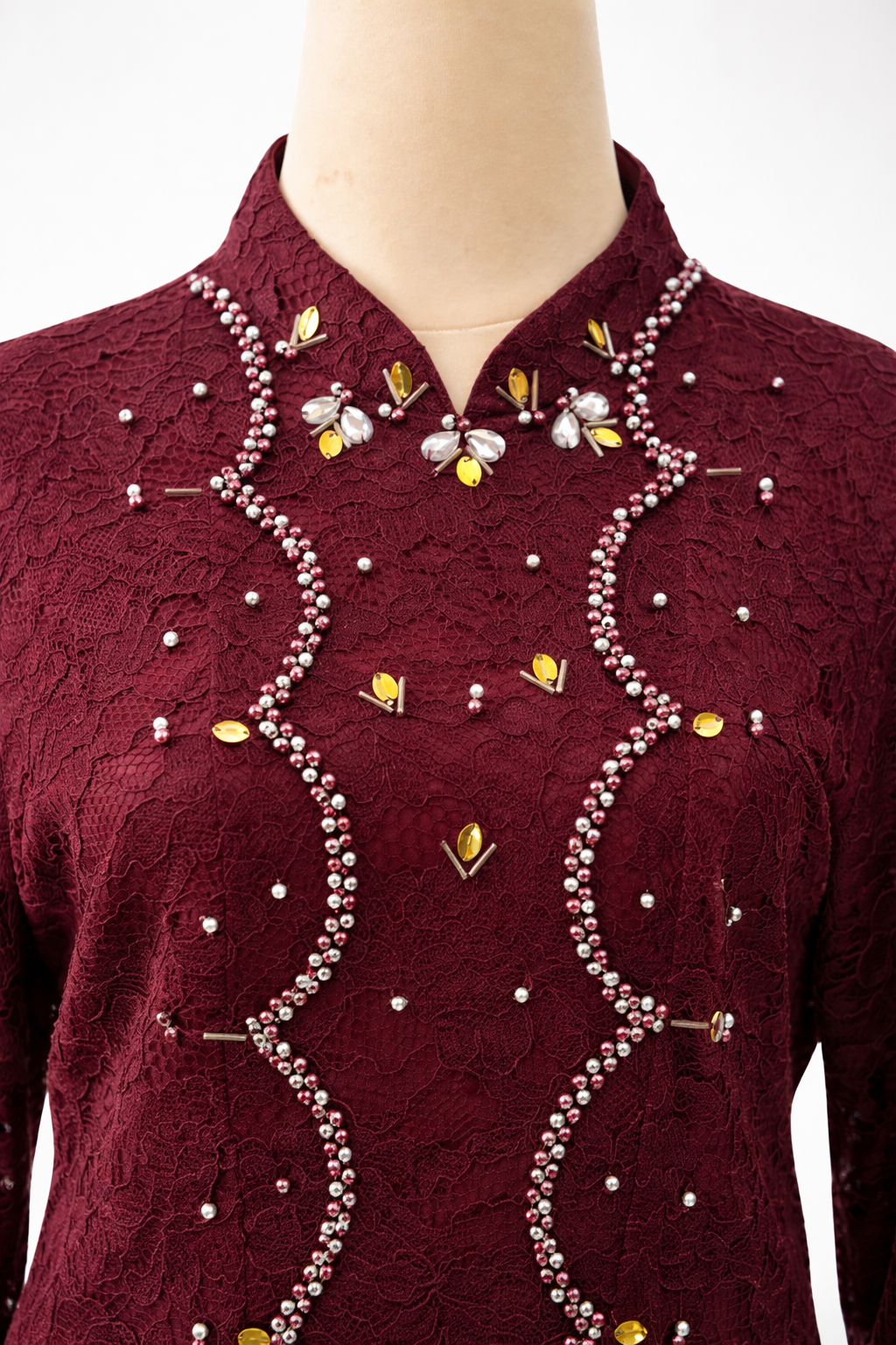 Tyara Luxe Kebaya Set – Burgundy