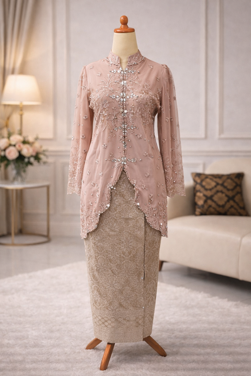 Mawar Luxe Kebaya- Soft Champagne