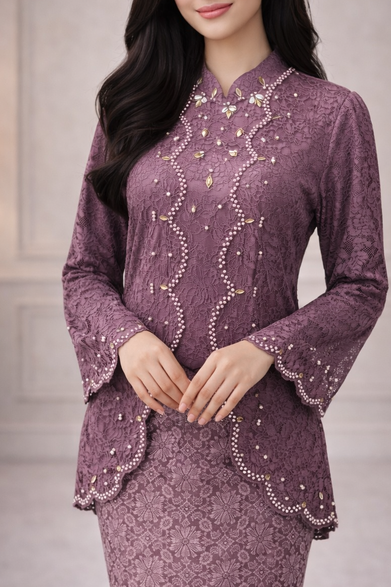 Tyara Luxe Kebaya Set – Dusty Mauve