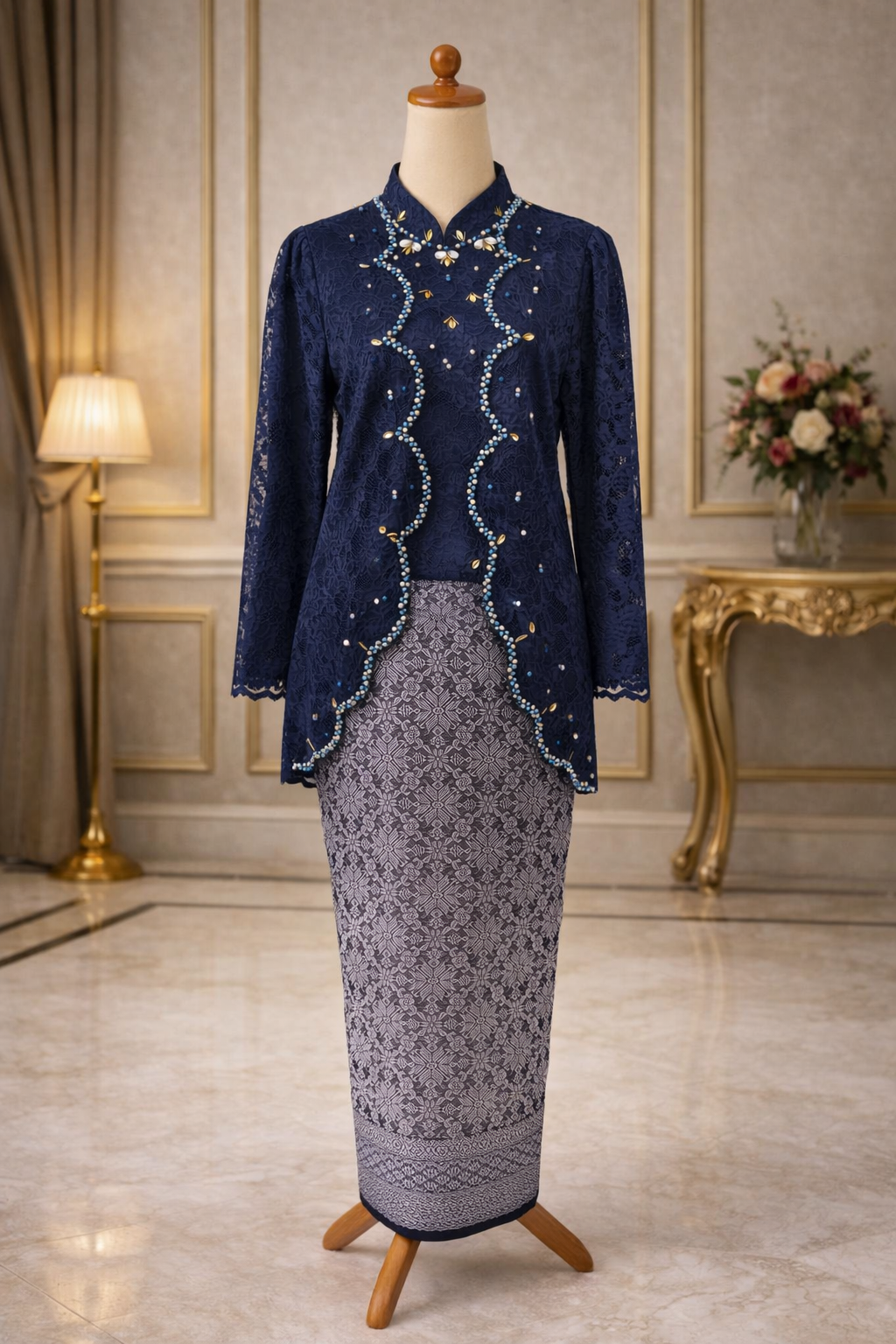 Tyara Luxe Kebaya Set – Midnight Navy